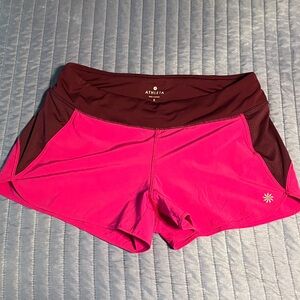 Athleta Women's Vibrant Pink and Maroon Athletic Shorts
